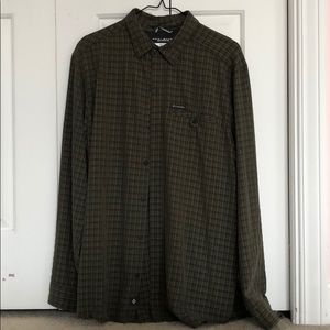 Columbia green striped button down shirt